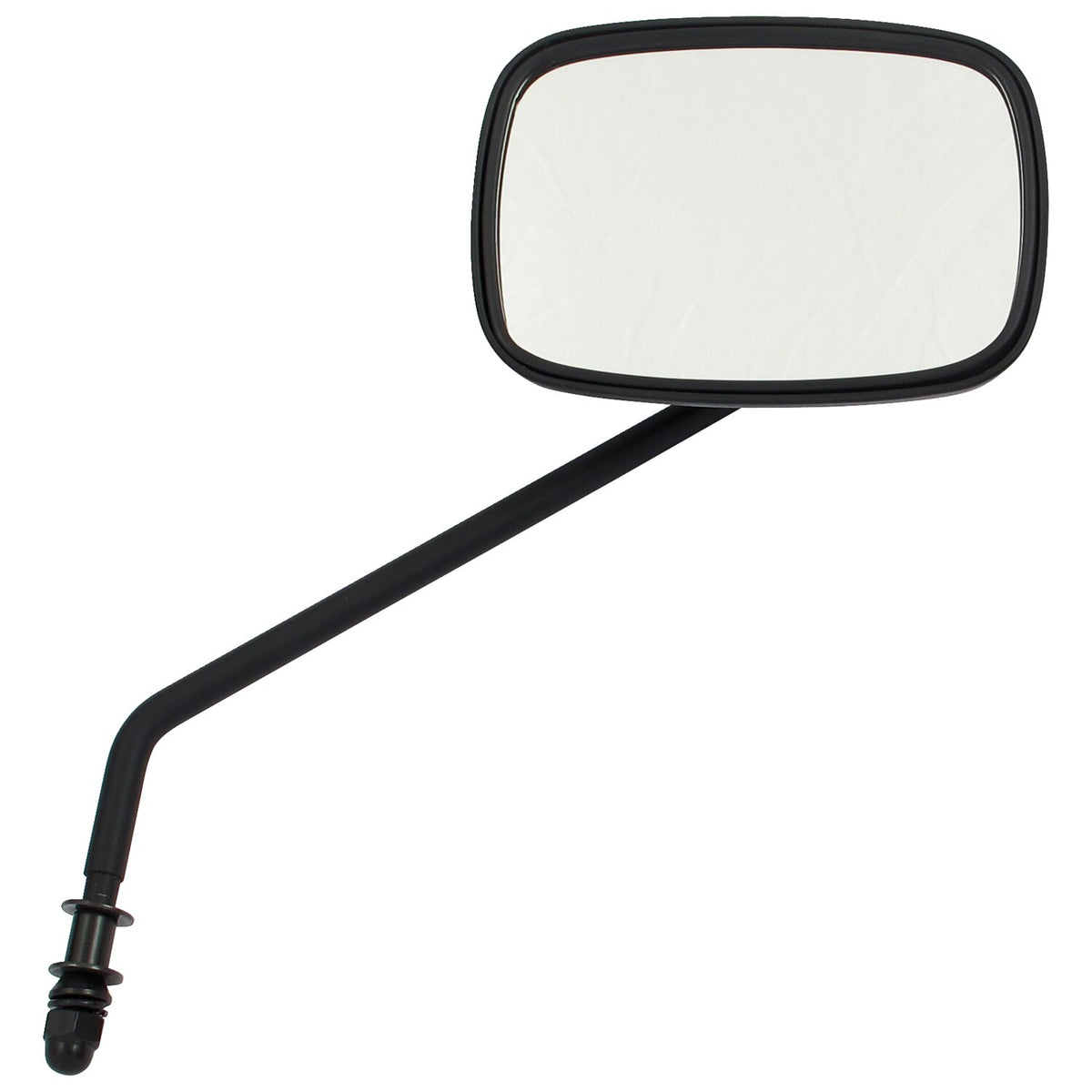 Late OEM style mirror, long stem, right side. Black