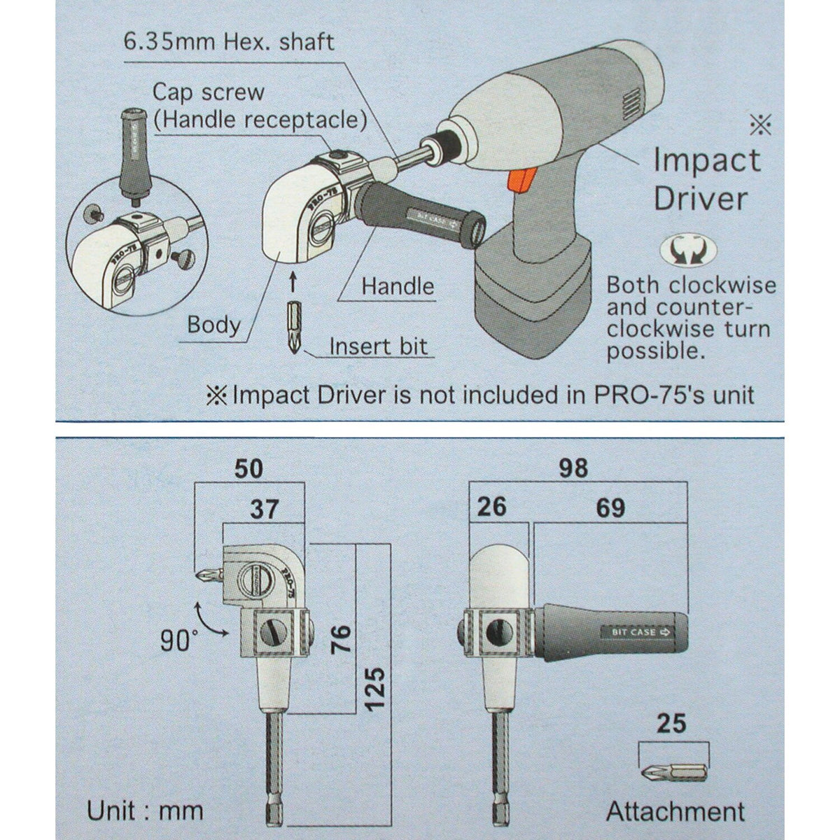 Pro-75 L-Drive for electric drill