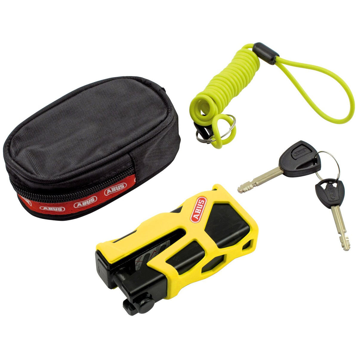 Abus, 77 Granit Sledg 'Web style' disc brake lock. Yellow