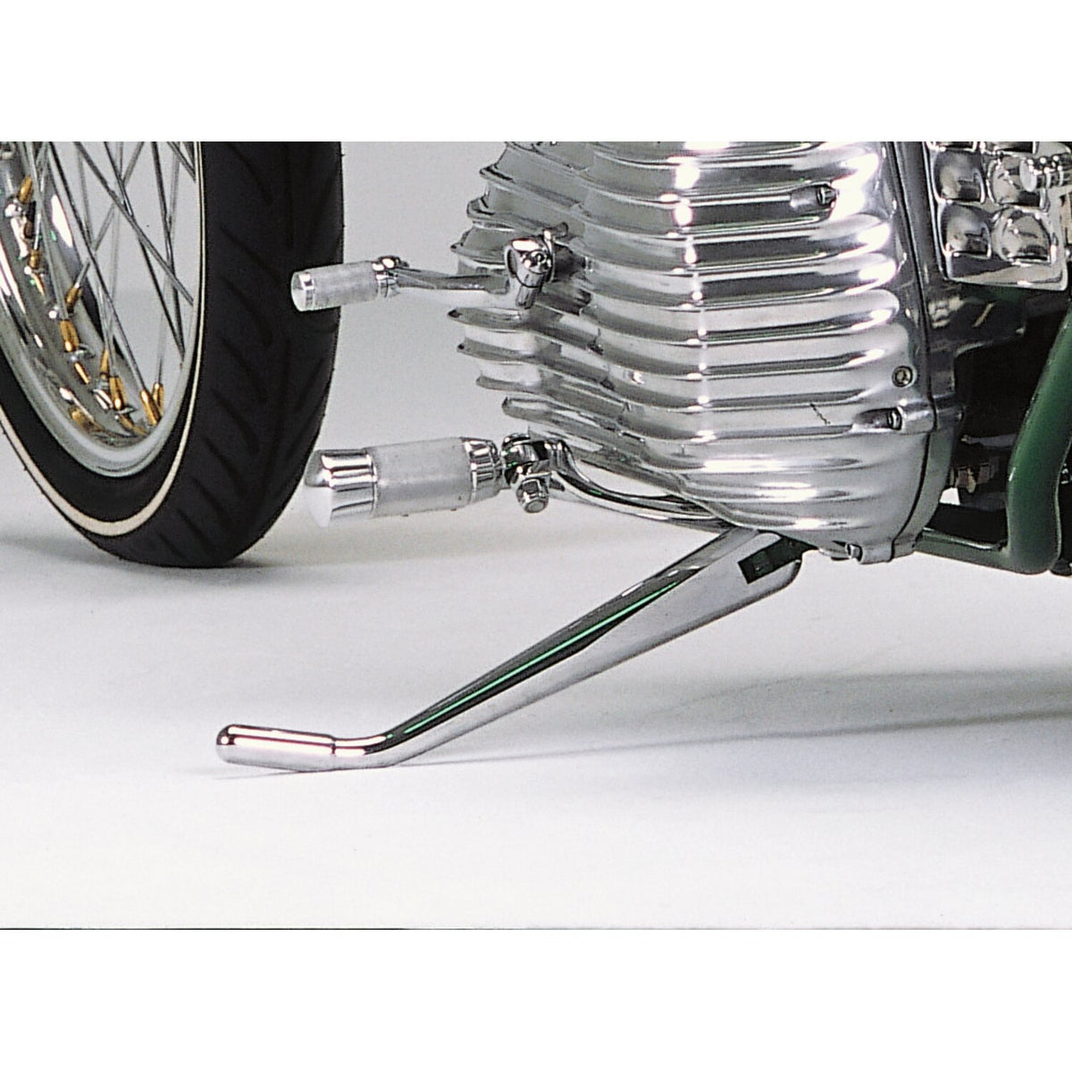 K-Tech, weld-on Diamond jiffy stand. Chrome