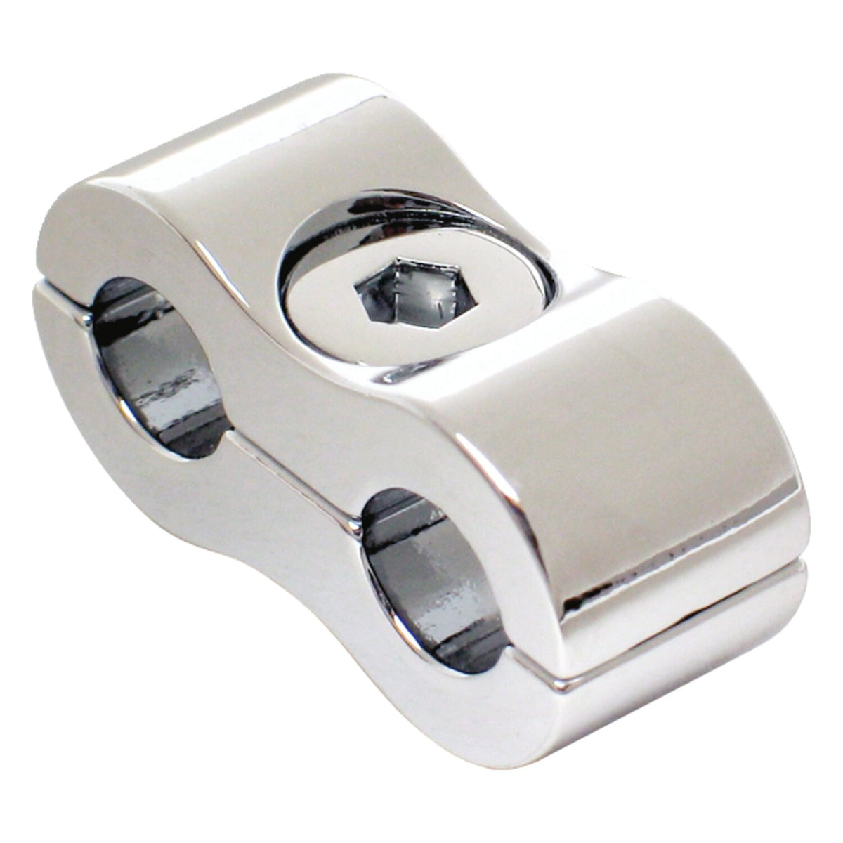 Motion Pro, throttle / idle cable clamp. Chrome, 7mm