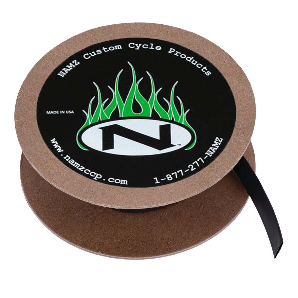 NAMZ, heat shrink tube. 25ft roll, 3/8" (9.53mm). Black