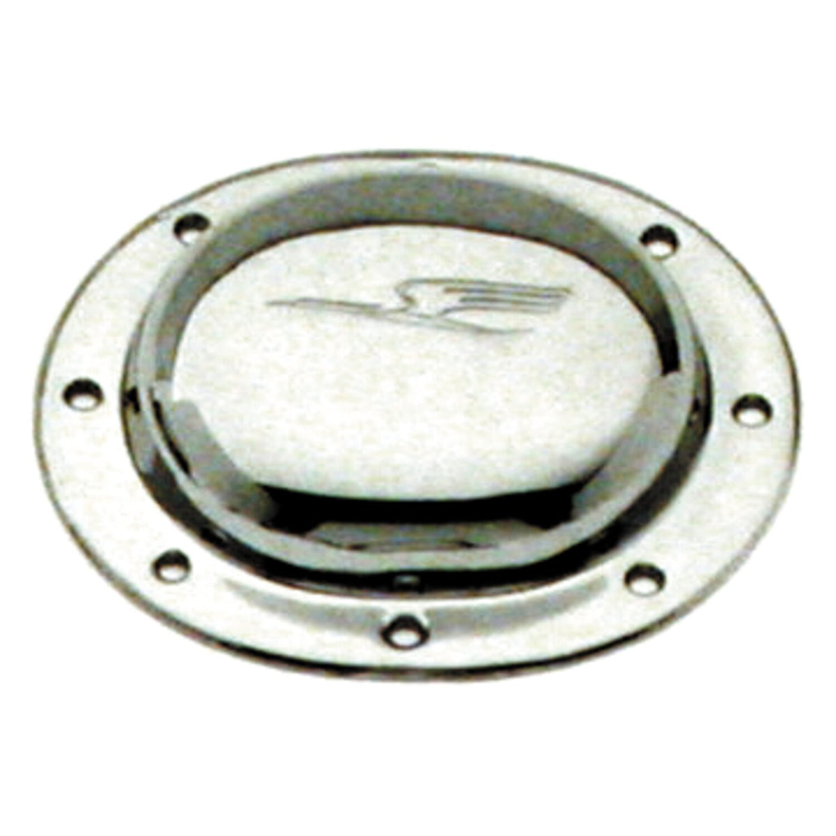 Paughco, derby cover. Chrome. Bird embossed