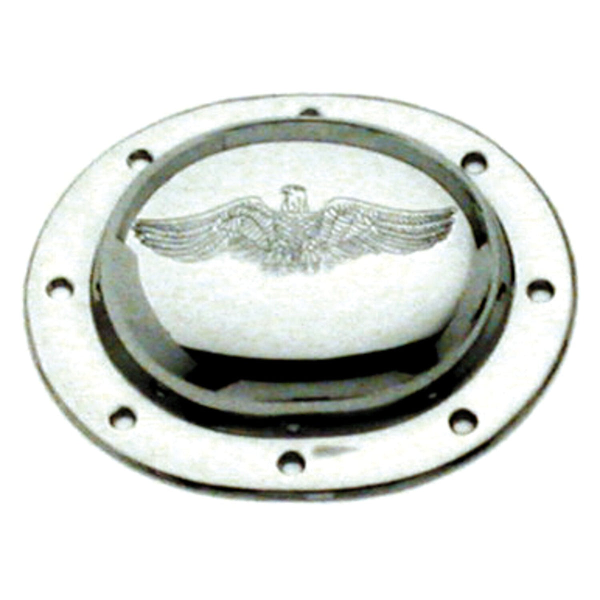 Paughco, derby cover. Chrome. Eagle embossed