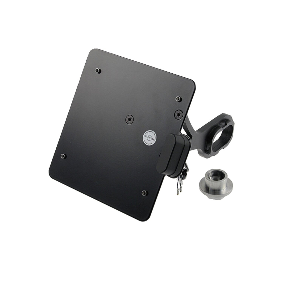 Cult-Werk, side mount license plate bracket, black. Germany