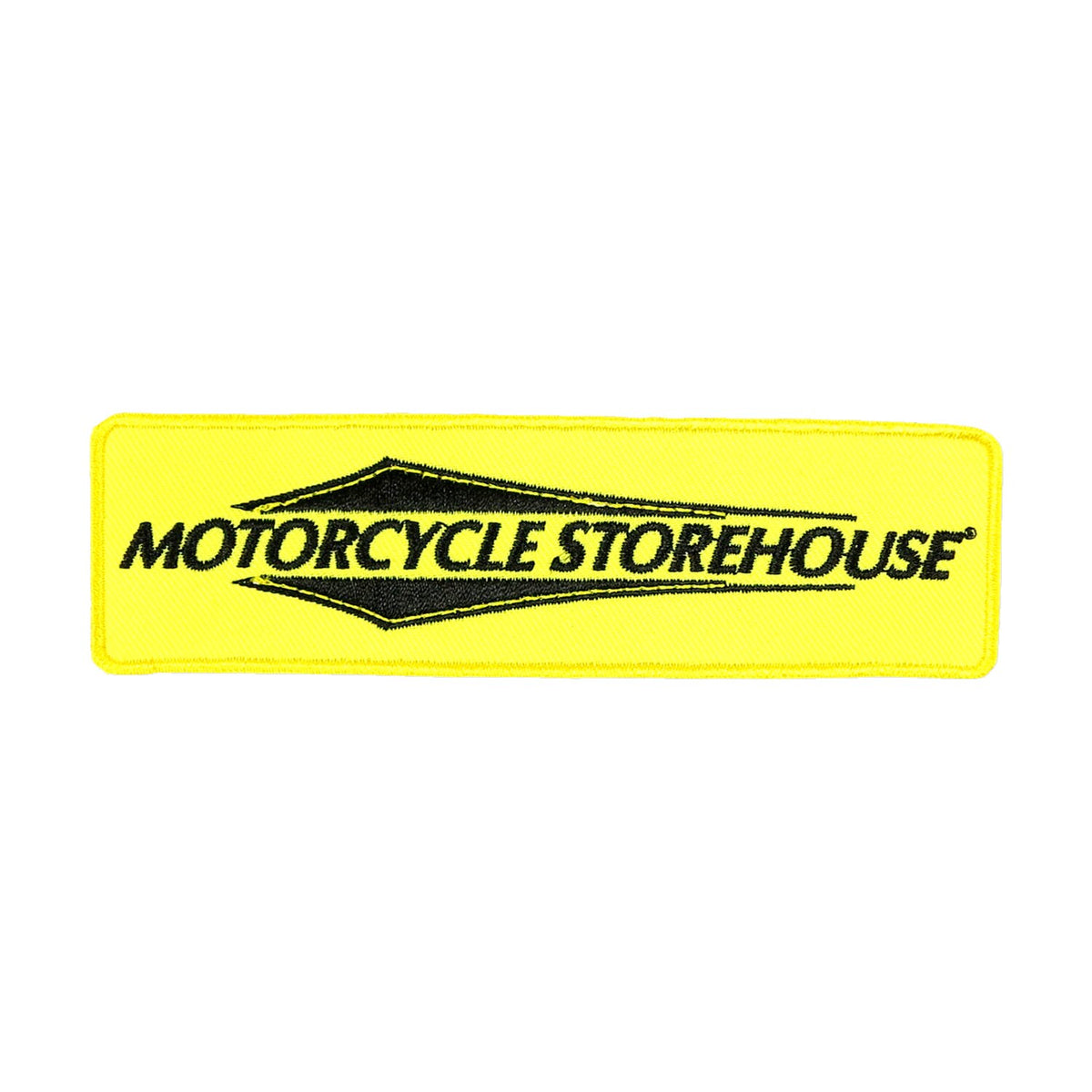 Motorcycle storehouse, logo patch. Yellow