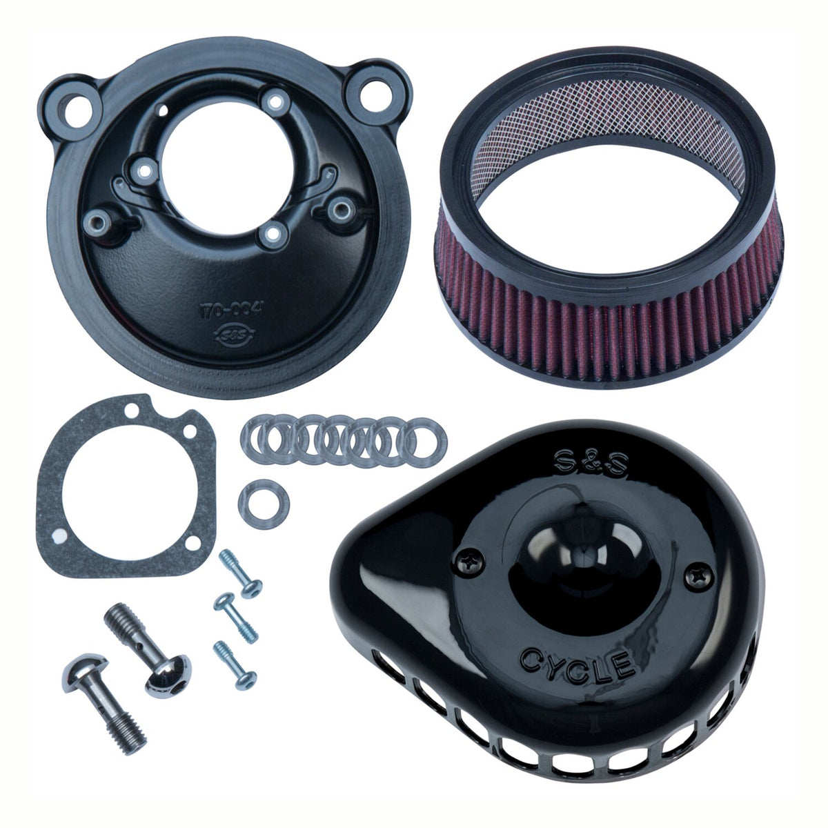 S&S, Mini Teardrop Stealth air cleaner kit. Gloss black