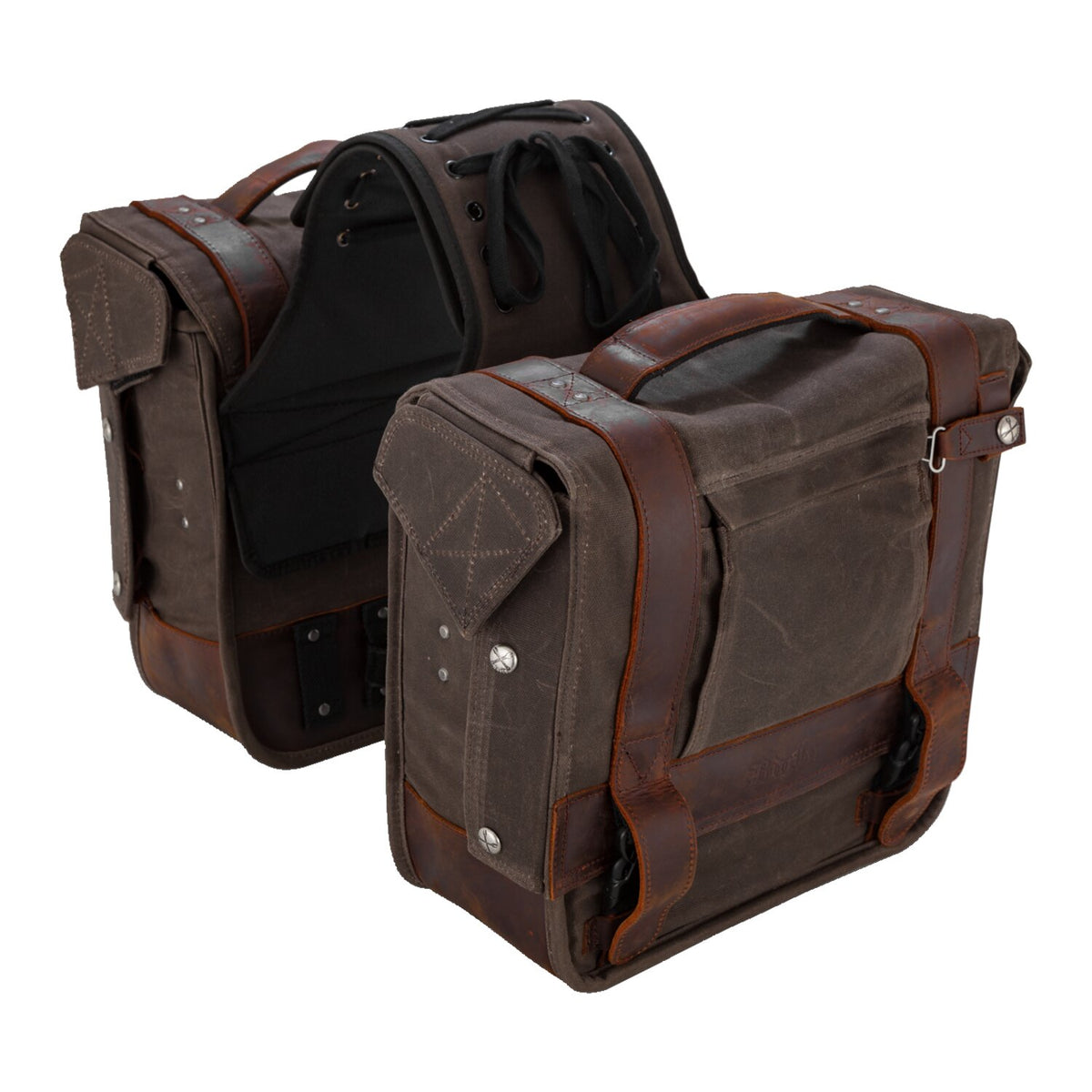 Burly Voyager throwover saddlebags dark oak