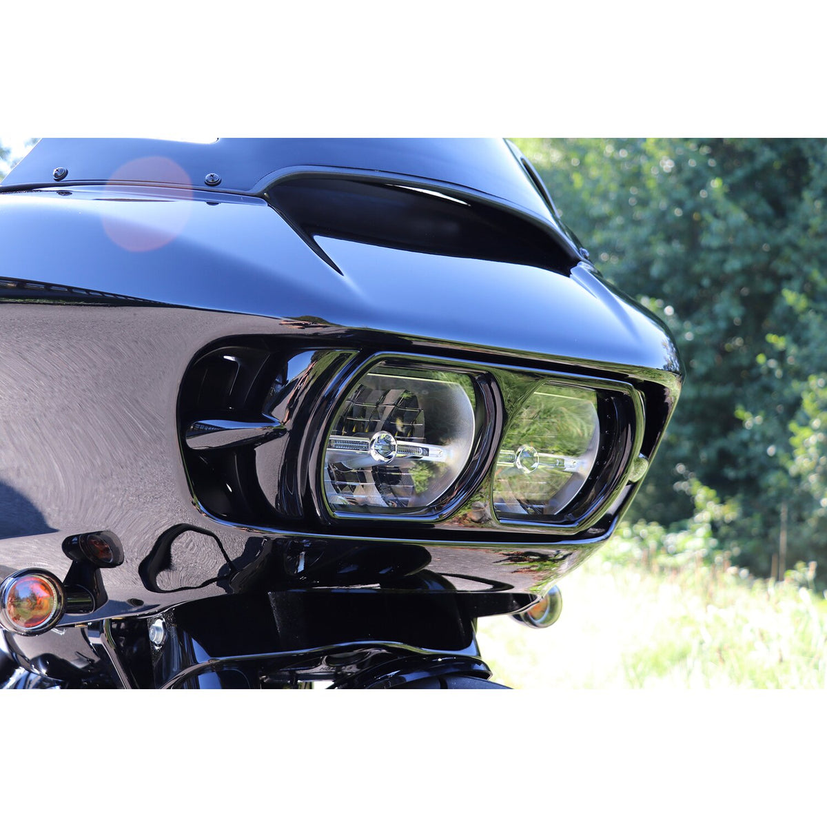 Cult-Werk, FLTR headlamp trim 'Bad Look'. Matte black