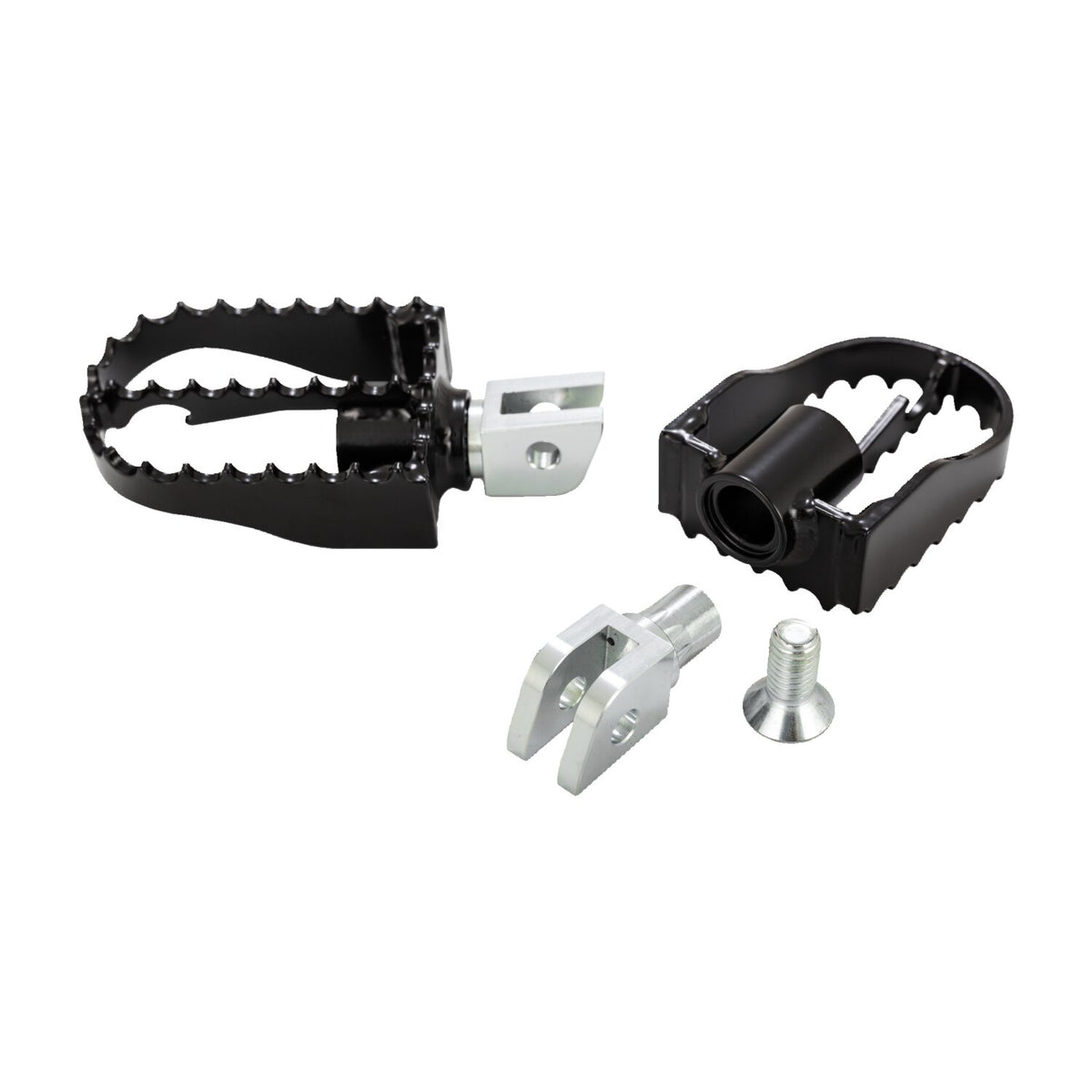 Burly, MX style passenger foot pegs. Black