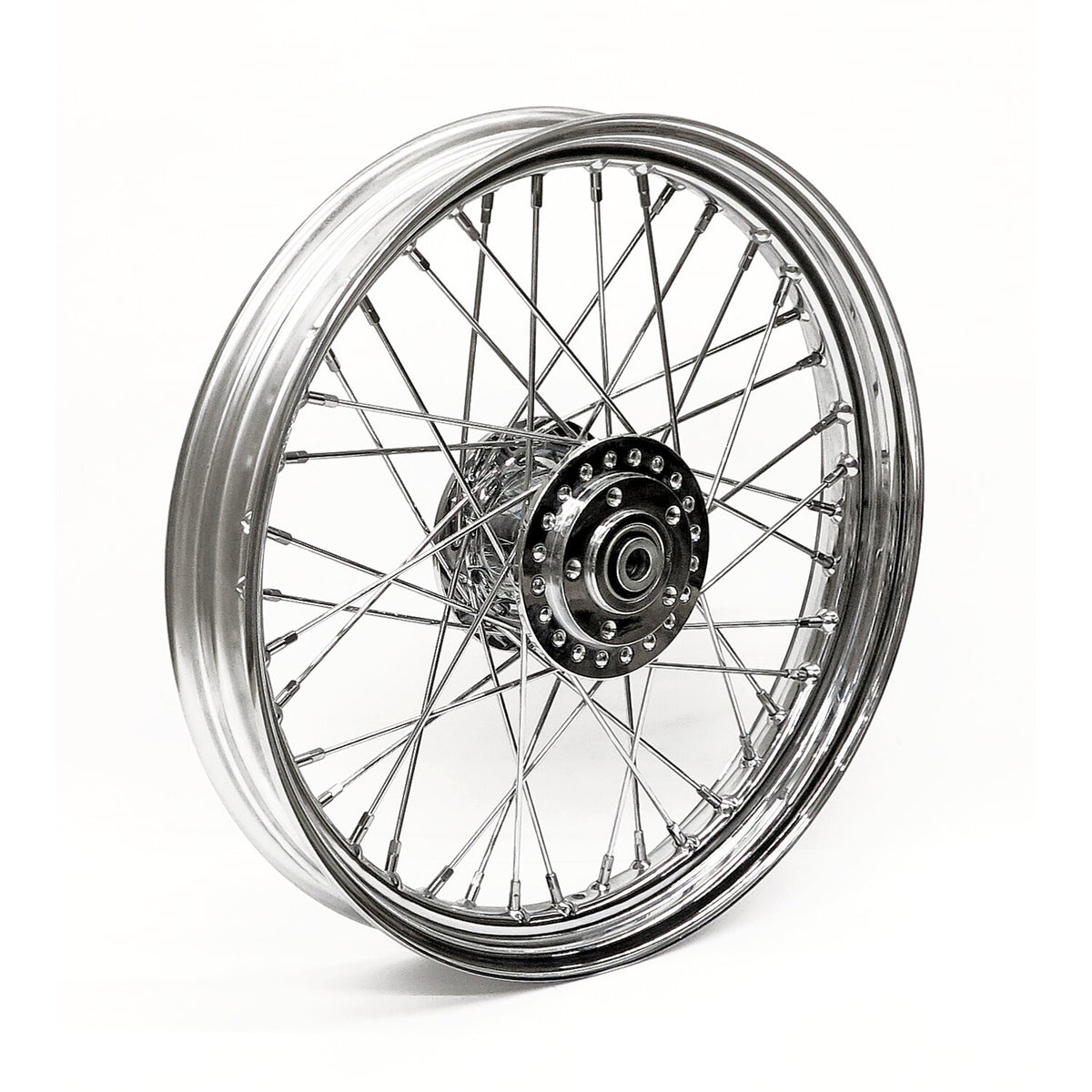 2.50 x 19 front wheel 40 spokes chrome
