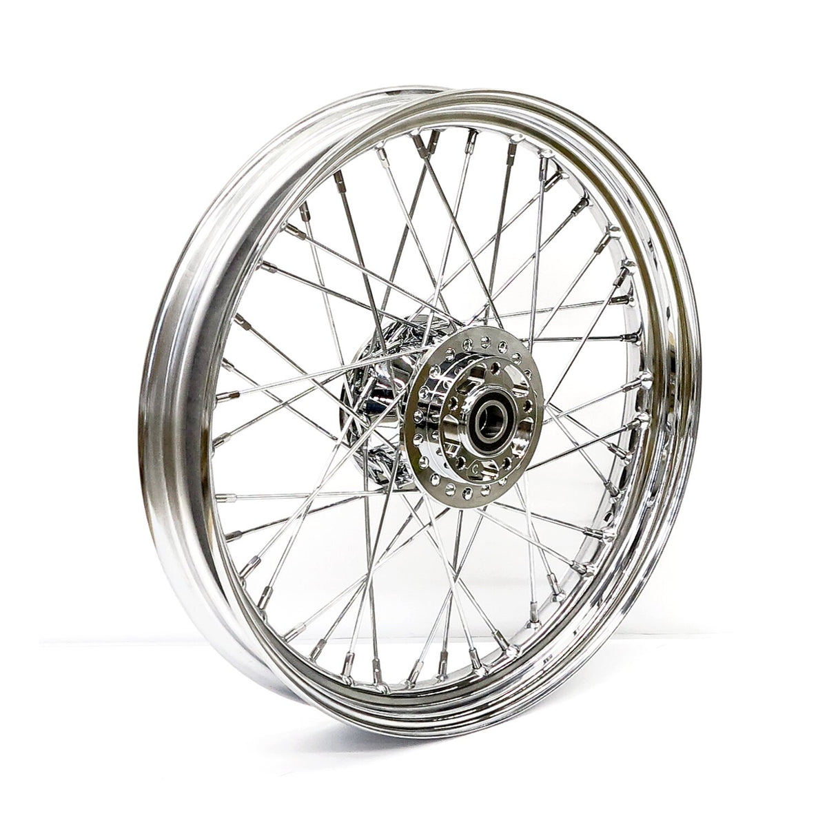 2.50 x 19 front wheel 40 spokes chrome