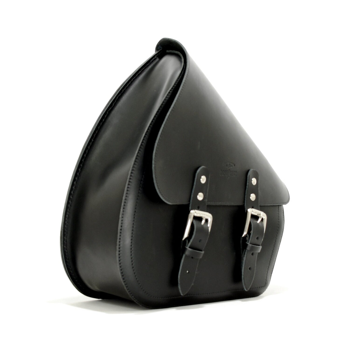 Longride, swingarm bag. Smooth, black leather. 7 liter