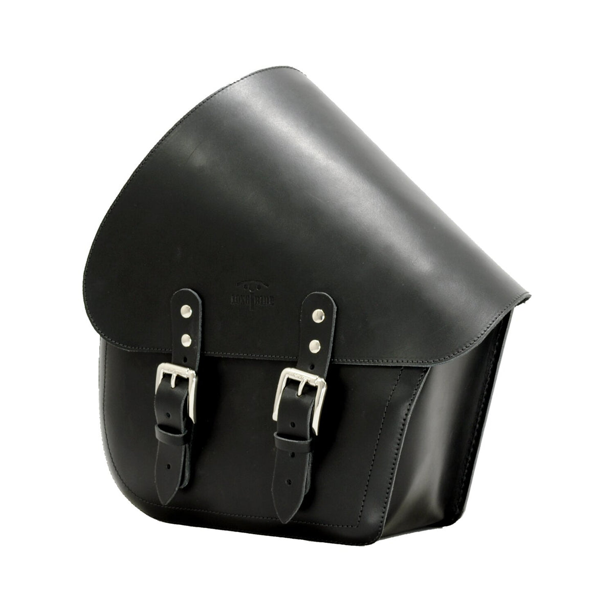 Longride, swingarm bag. Smooth, black leather. 7 liter