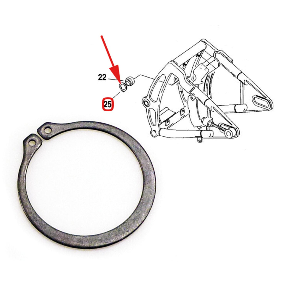 Retaining ring, swingarm bearing