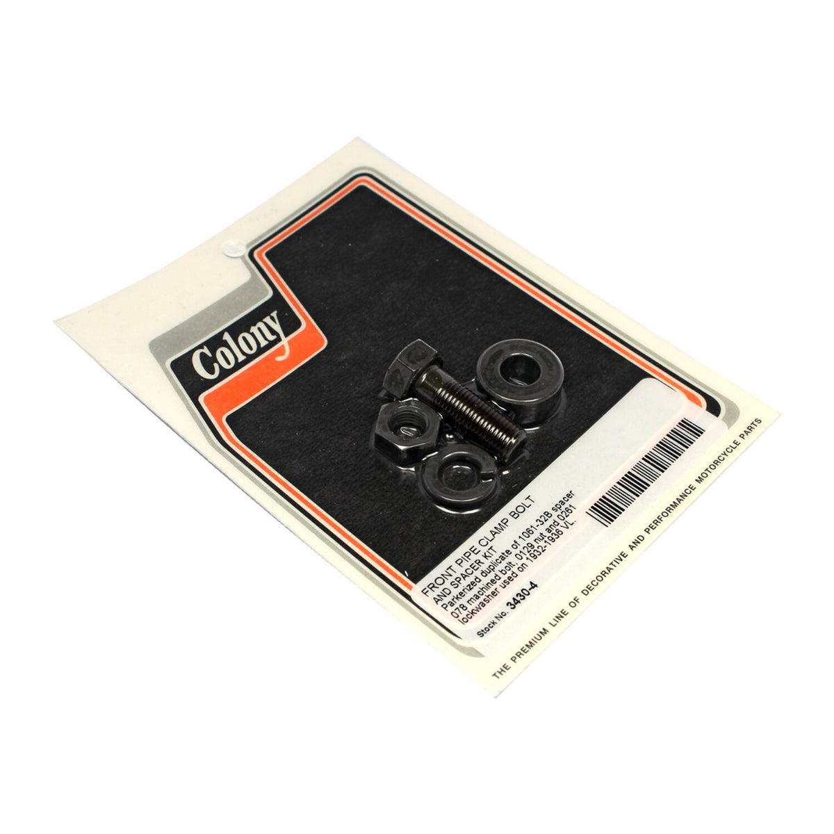 Colony, front exhaust pipe clamp hardware kit