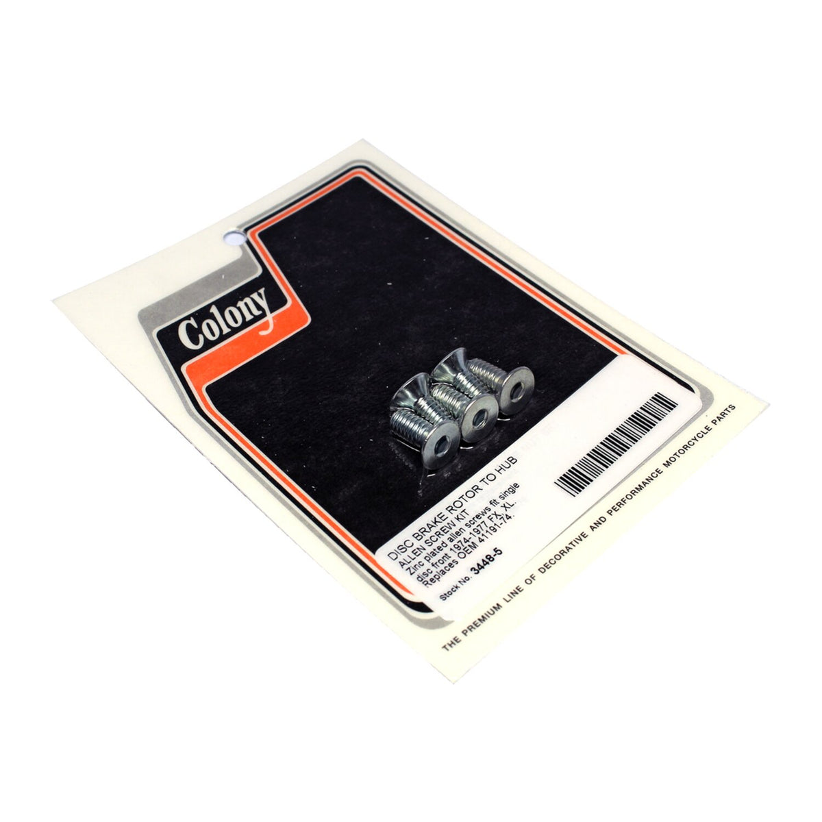 Colony, front brake rotor bolt kit. Zinc