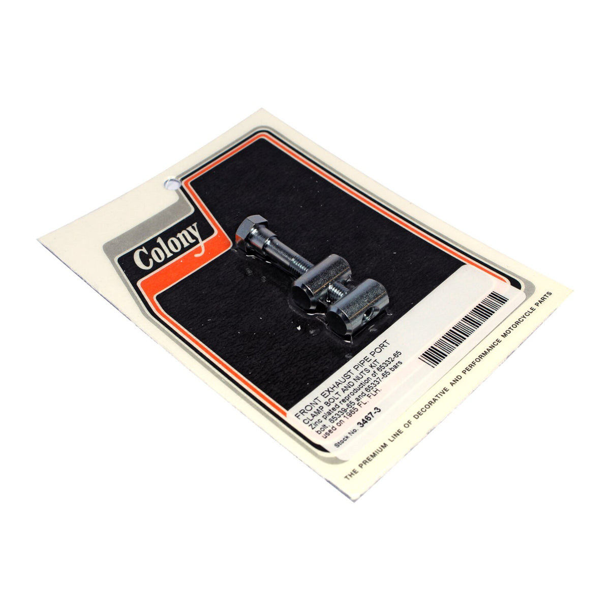 Colony, front exhaust pipe port clamp bolt and nut kit