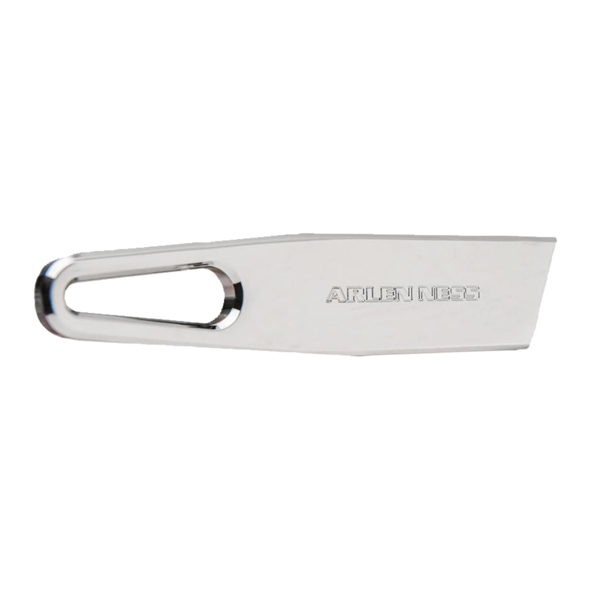 Arlen Ness, bagger kickstand tab extension. Chrome
