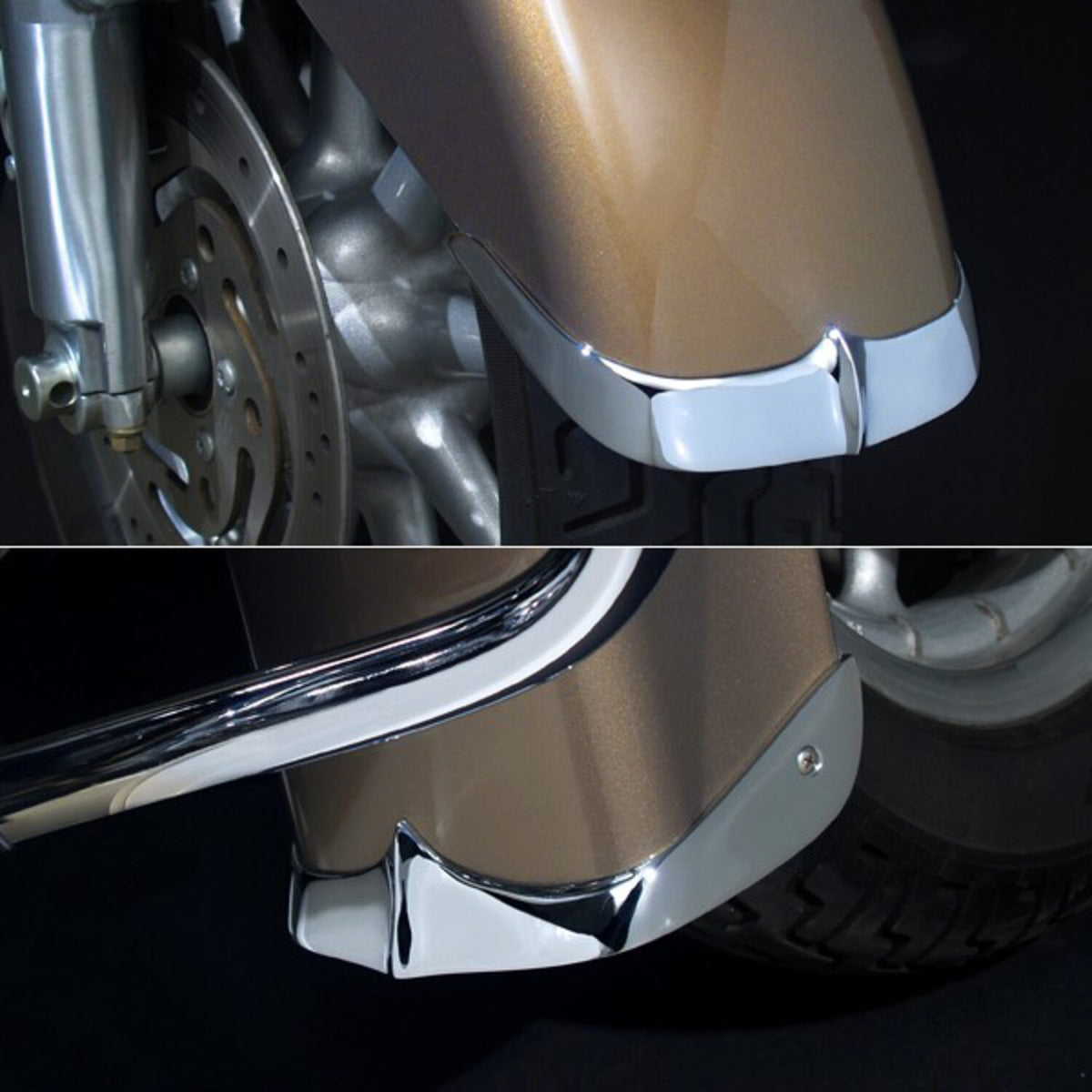 National Cycle, cast front fender tip set. Chrome
