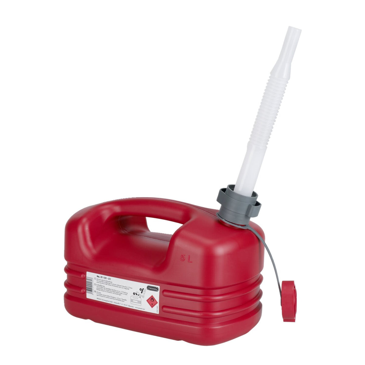 Pressol, HDPE fuel can. Red, 5 liter