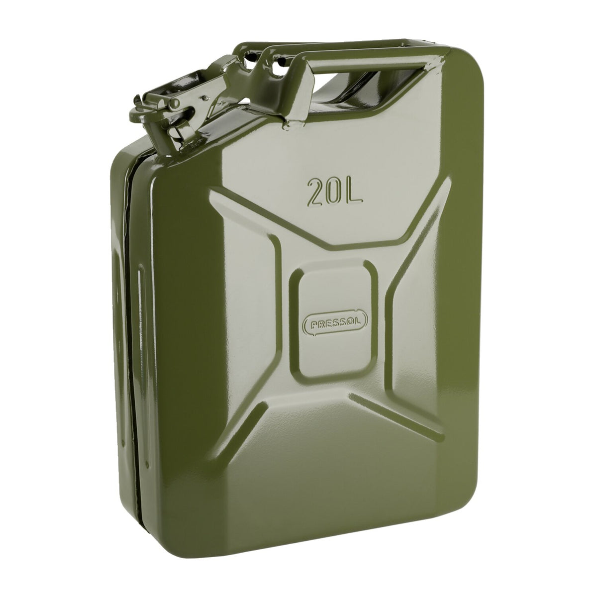 Pressol, metal jerrycan. Olive green, 20 liter