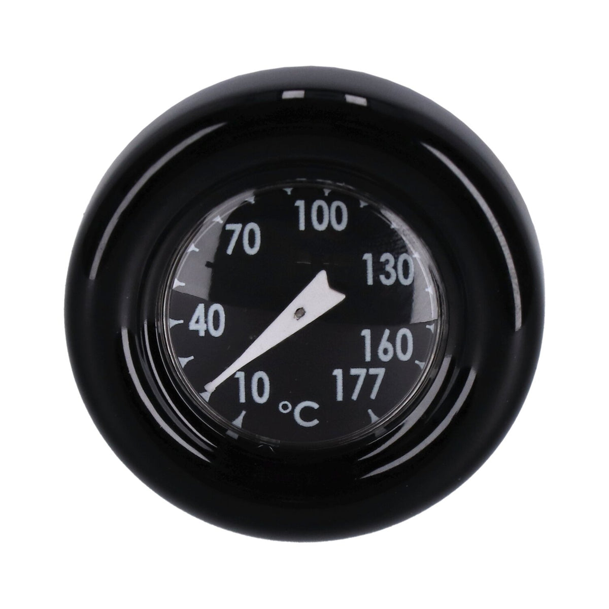 Oil tank dipstick with temperature gauge. Black w/black face