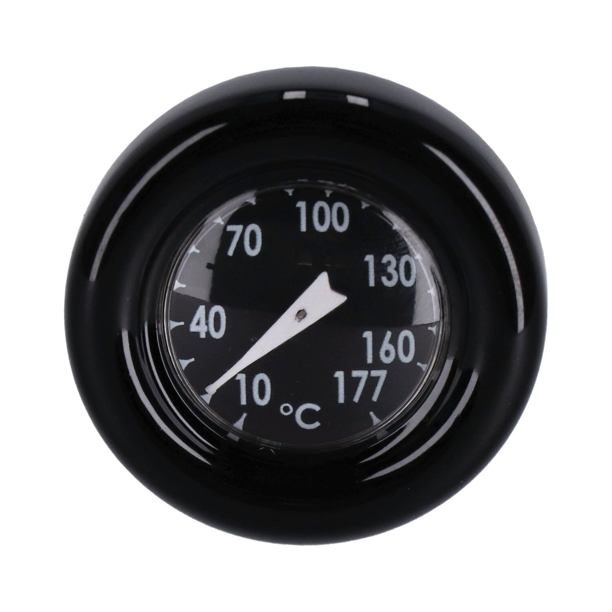 Oil tank dipstick with temperature gauge. Black w/black face