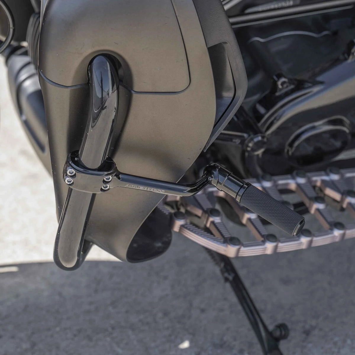 Arlen Ness, forged highway peg mounts. With pegs. Black
