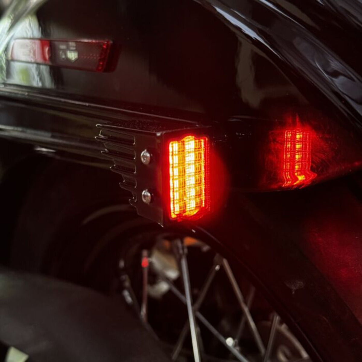 Custom Dynamics, rear fender strut LED turn signals. Black