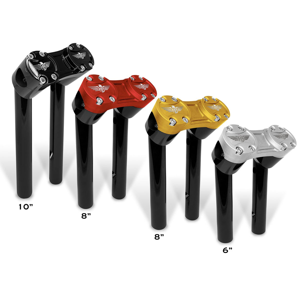HeinzBikes, Clubstyle pullback risers 10". Black/Silver