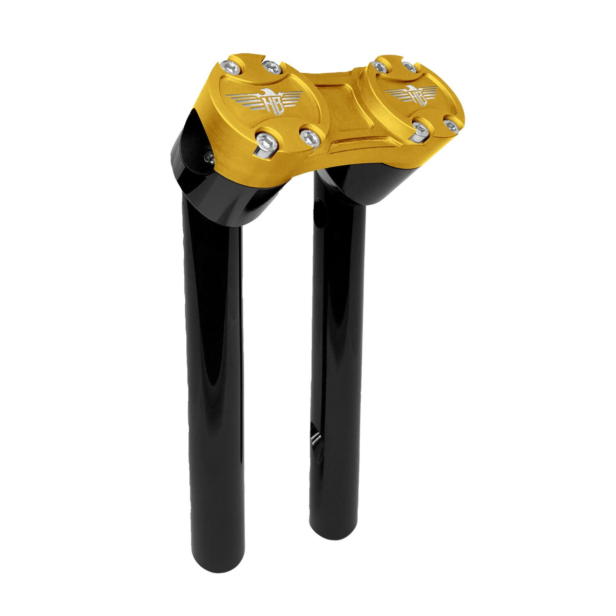 HeinzBikes, Clubstyle pullback risers 8". Black/Gold