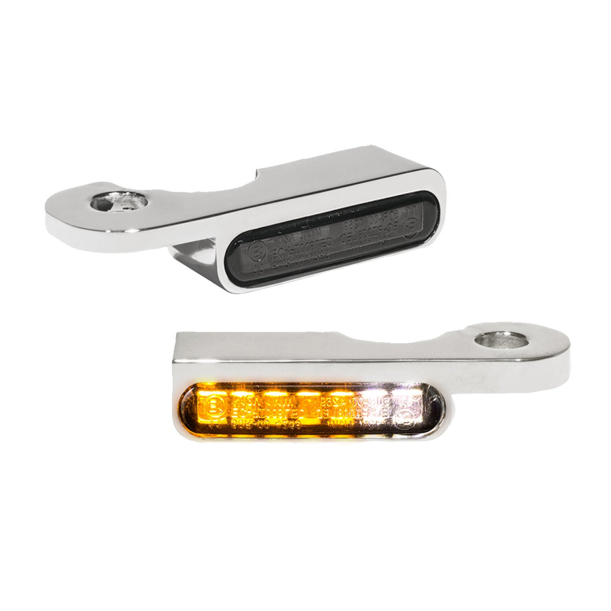 HeinzBikes, 'Stripes' below bar turn signals. Chrome with PL
