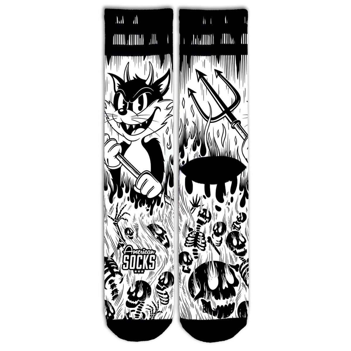 American Socks Evil Cat Signature socks white