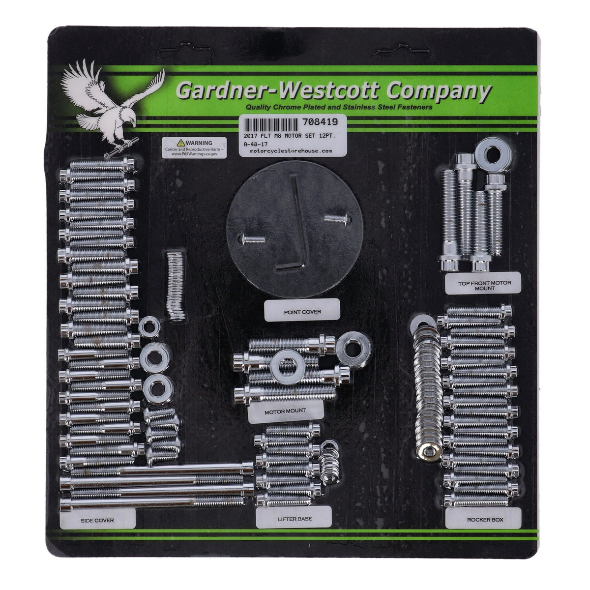 GW, motor engine set. 12 point bolts. Chrome