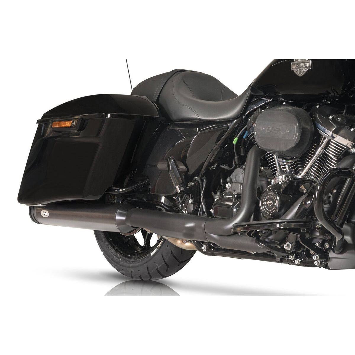 V Performance, 114mm Double Ring slip-on mufflers. Black Cer