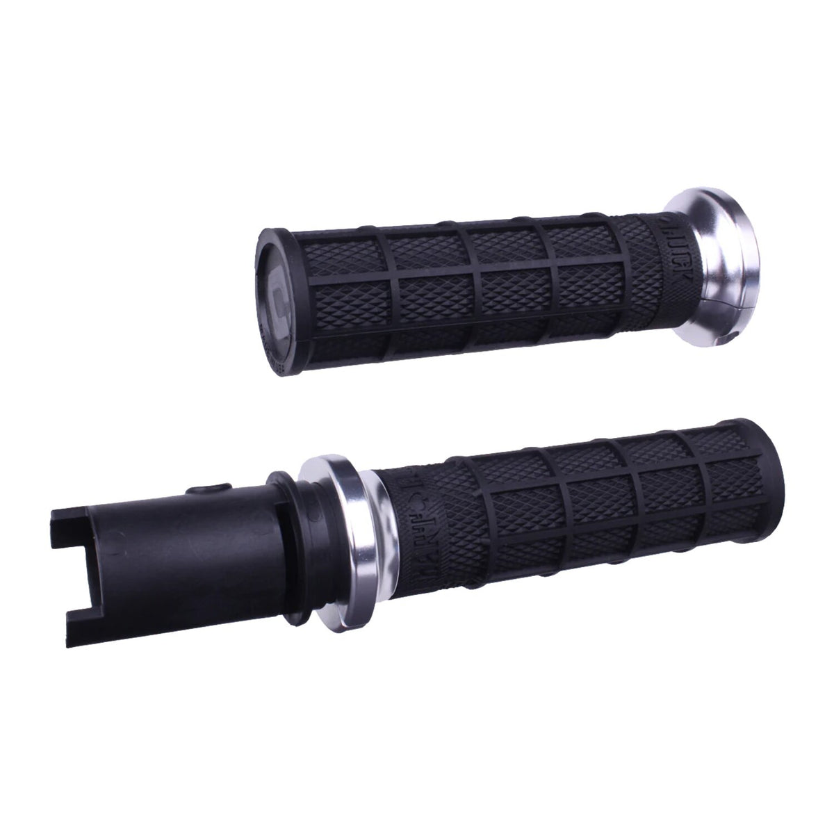 ODI, V-Twin lock-on Hart-Luck full-waffle grips. Silver