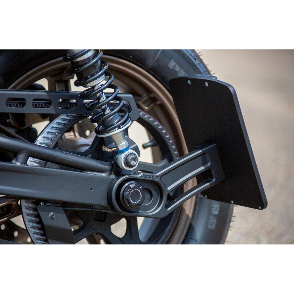 Rick's Motorcycles, side mount license plate bracket. Black