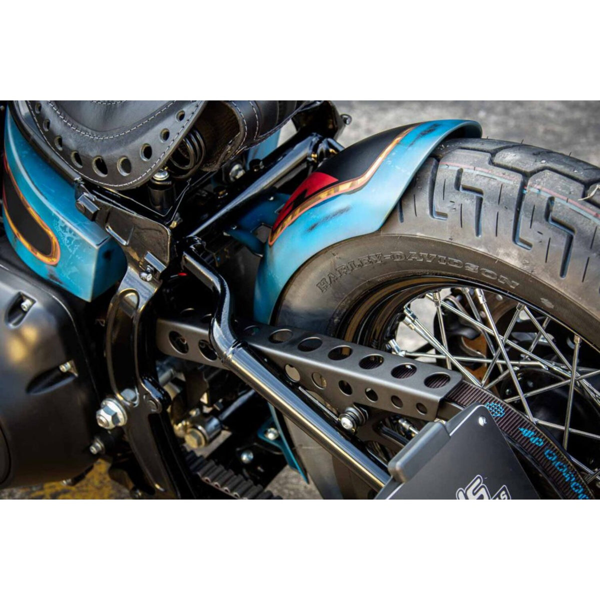 Rick's Motorcycles, belt guard Round holes. Polished