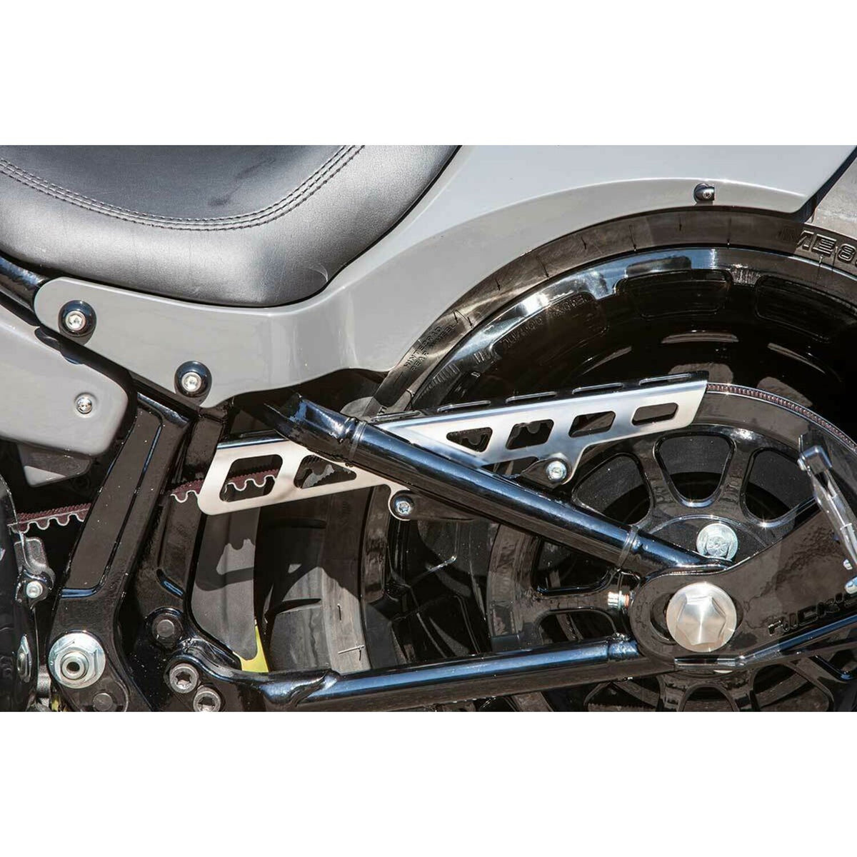Rick's Motorcycles, belt guard square holes. Polished