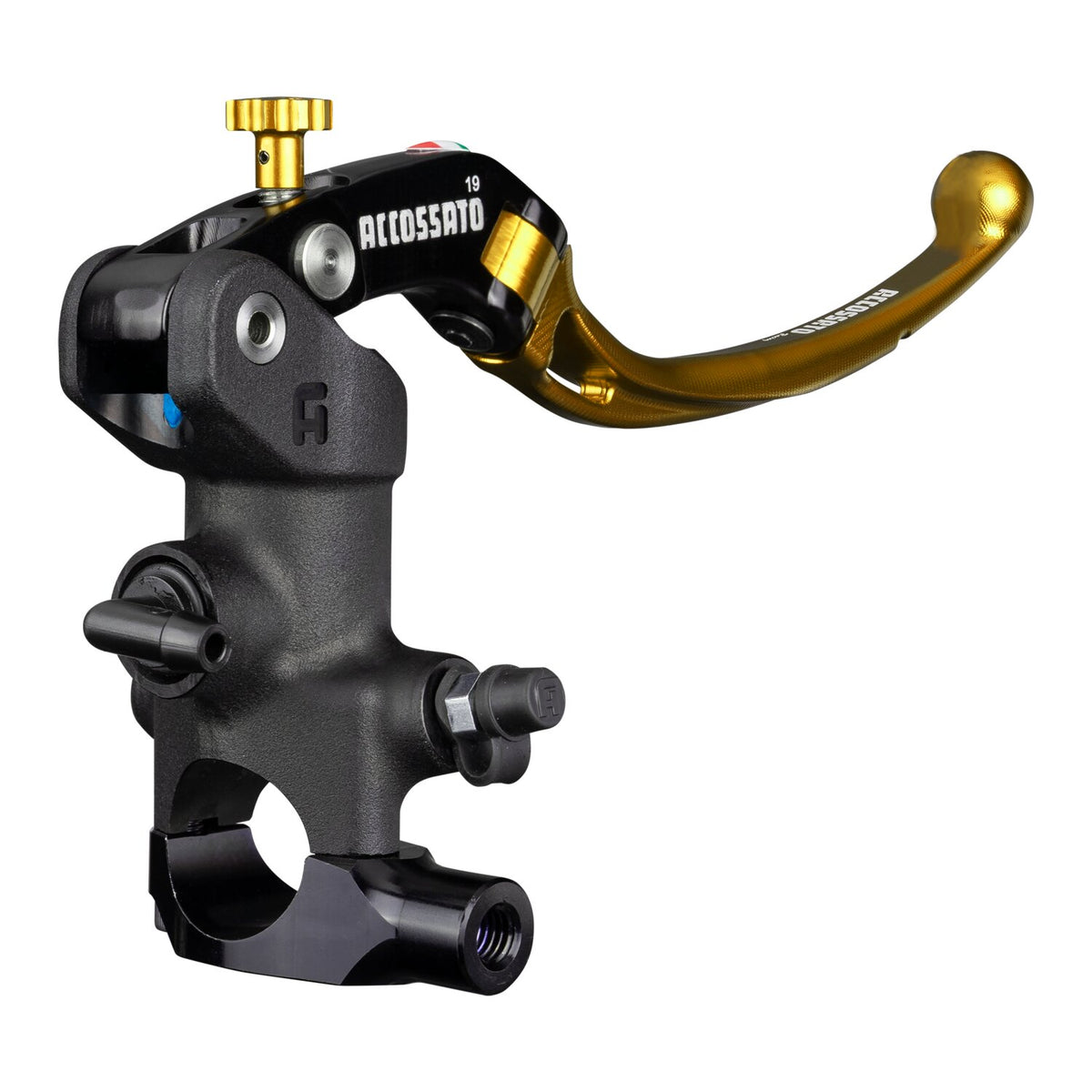 Accossato, radial brake master cyl. Long lever NRST. Gold