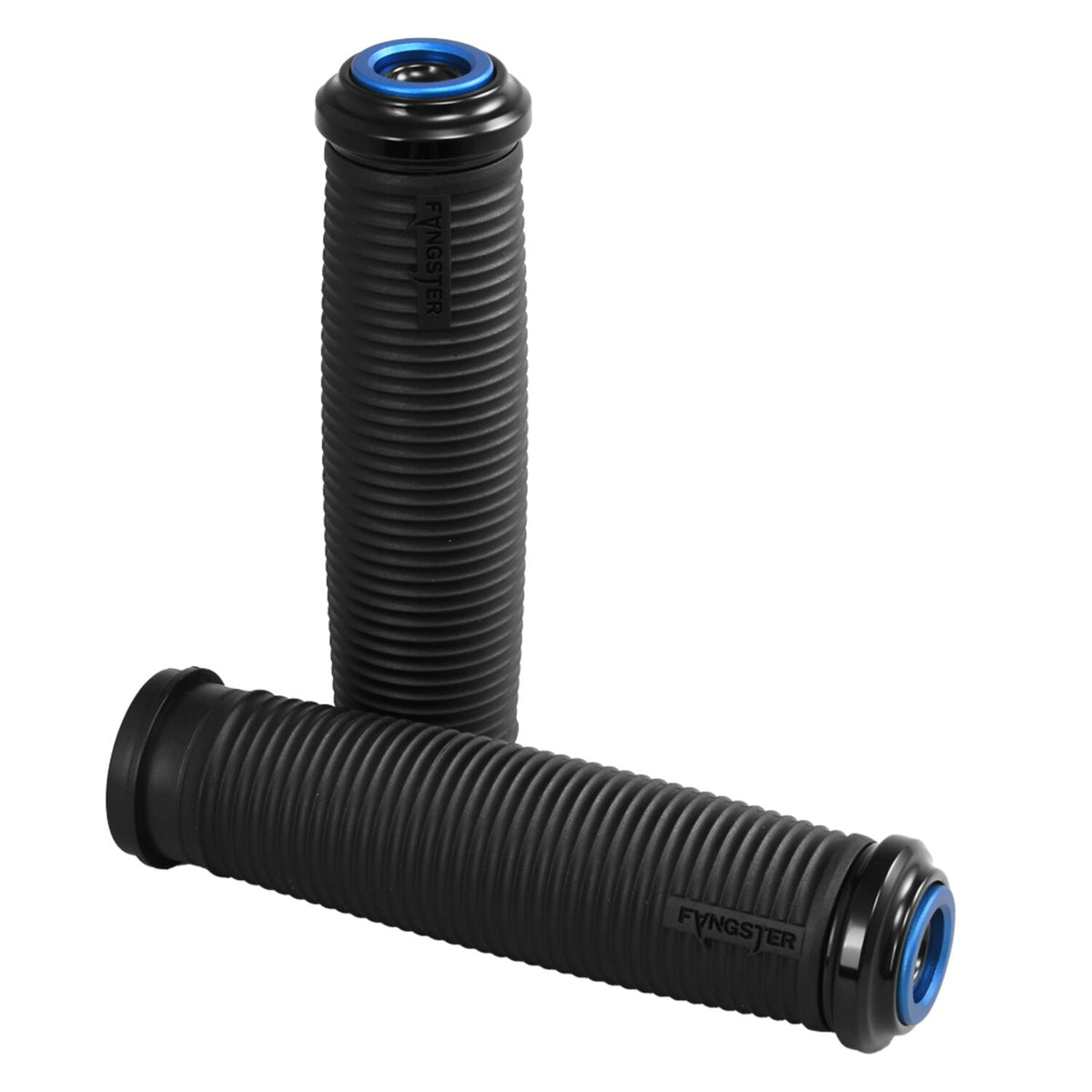 Fangster, handlebar grip set.  Black blue
