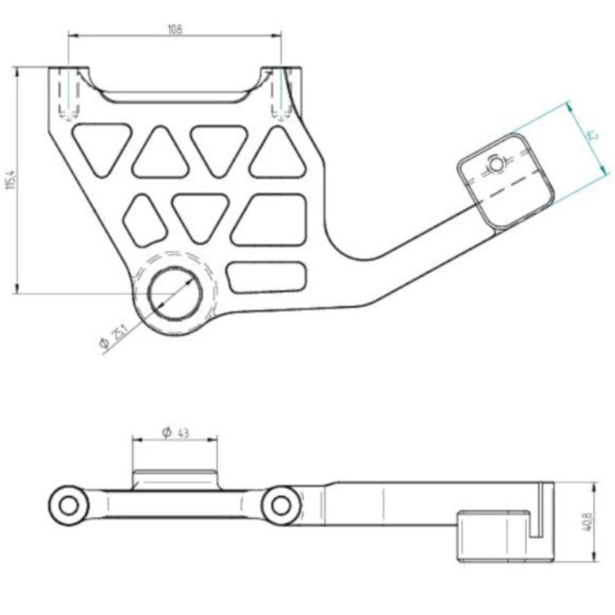 Accossato, M8 Touring rear brake caliper bracket. Black