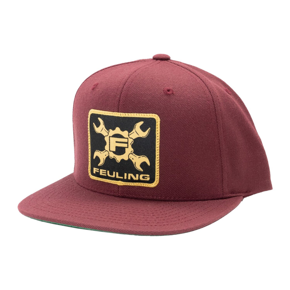 Feuling Gear Wrench Snapback Cap maroon with gold patch