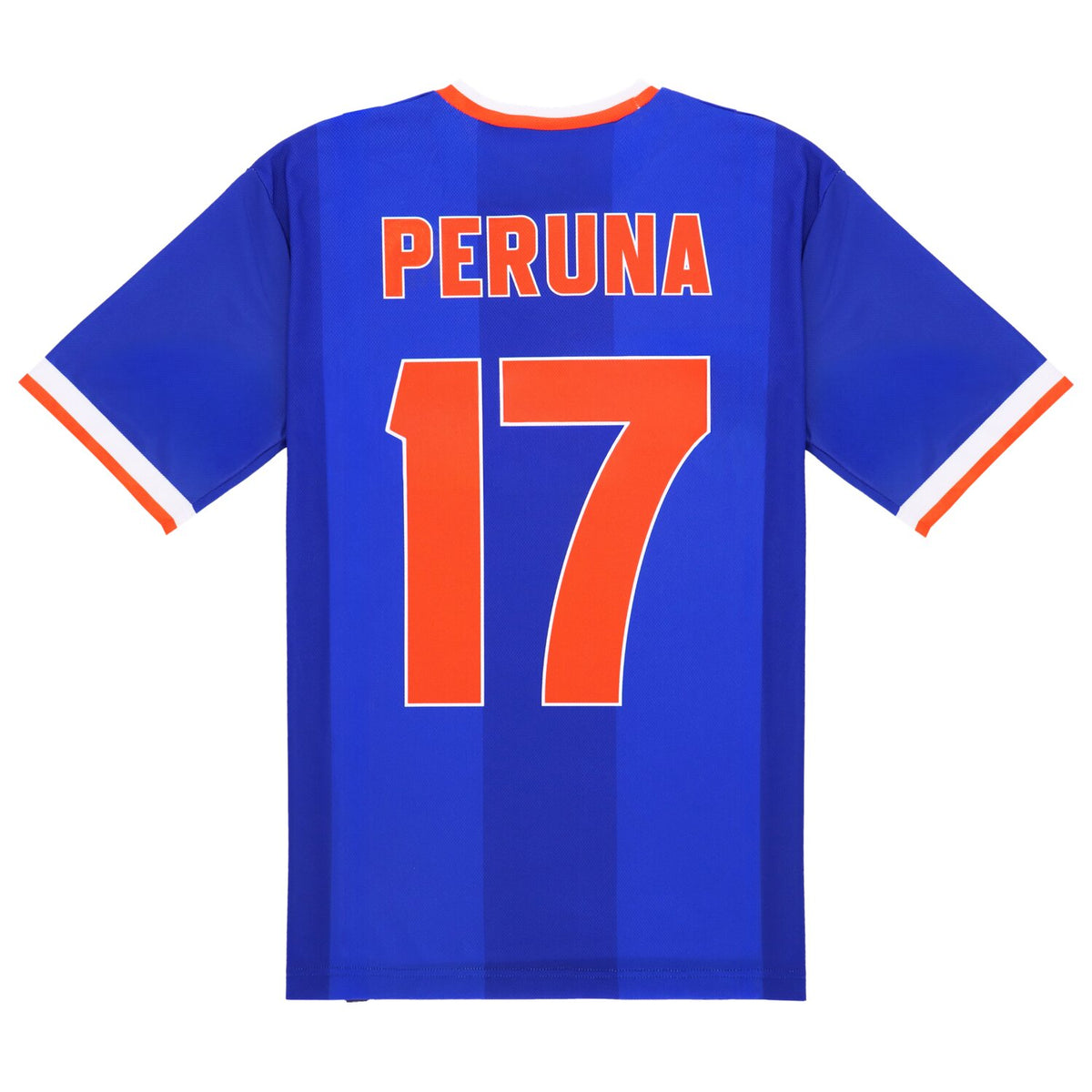 Roeg Peruna LE football jersey blue/orange