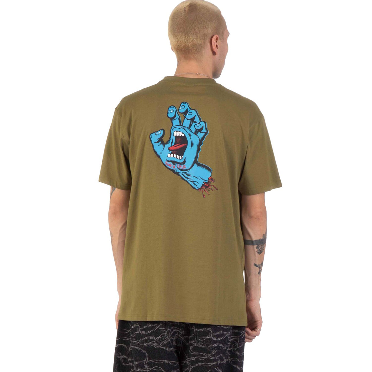 Santa Cruz Screaming Hand Chest t-shirt deep olive