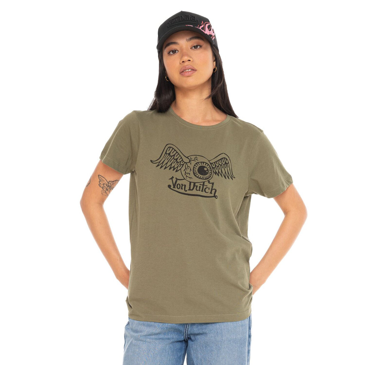Von Dutch Retro female t-shirt khaki