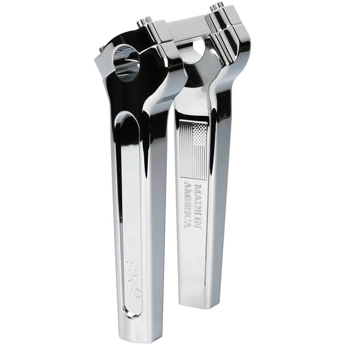 Thrashin chrome 8-inch OG riser angle view