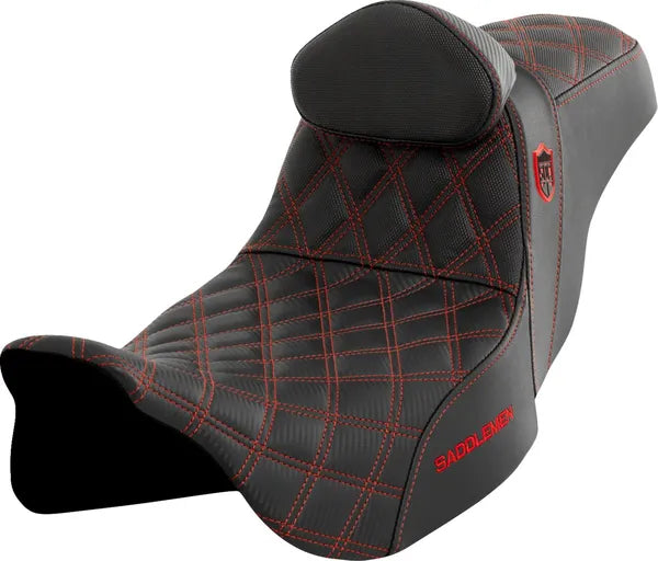 Saddlemen SDC Performance Seat with Backrest for Touring – Red Stitch