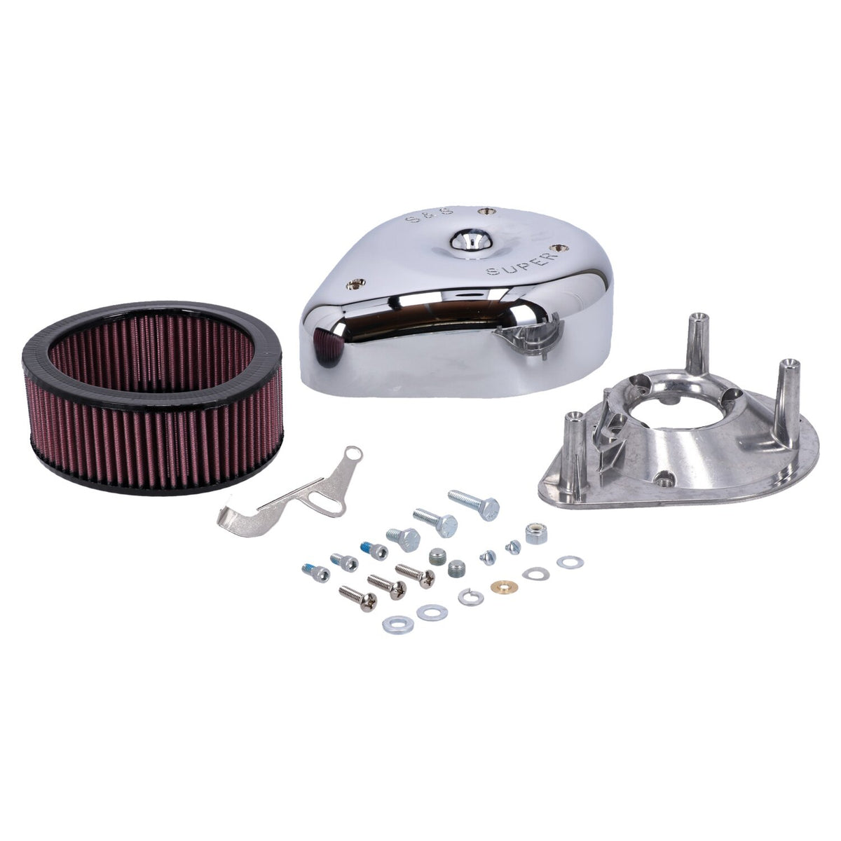 S&S, teardrop air cleaner assembly. Chrome